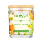 Pet House Candle with 'Juicy Melon' flavor on a white background