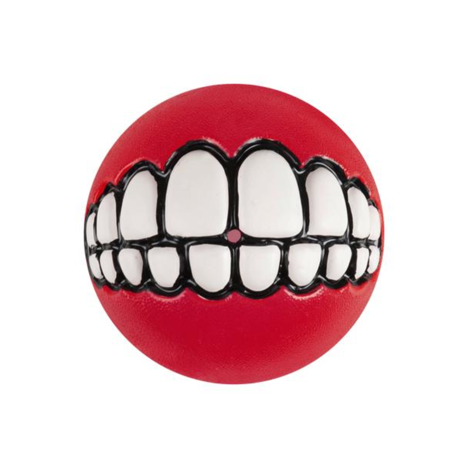 Red ball with white teeth design on a white background