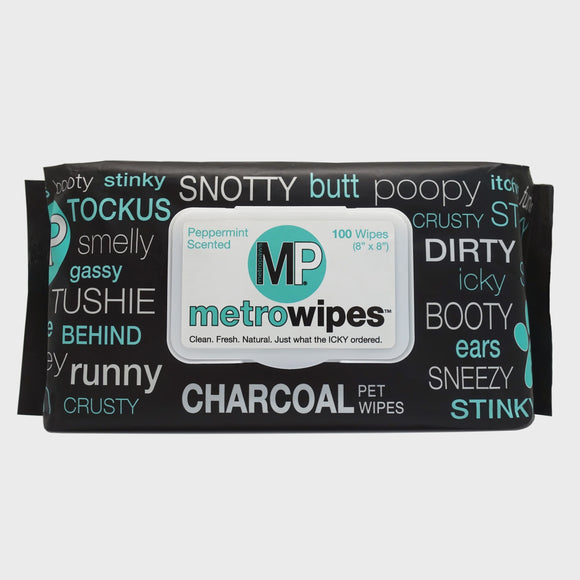 Metro Paws Charcoal-Peppermint Pet Wipes 100/ct