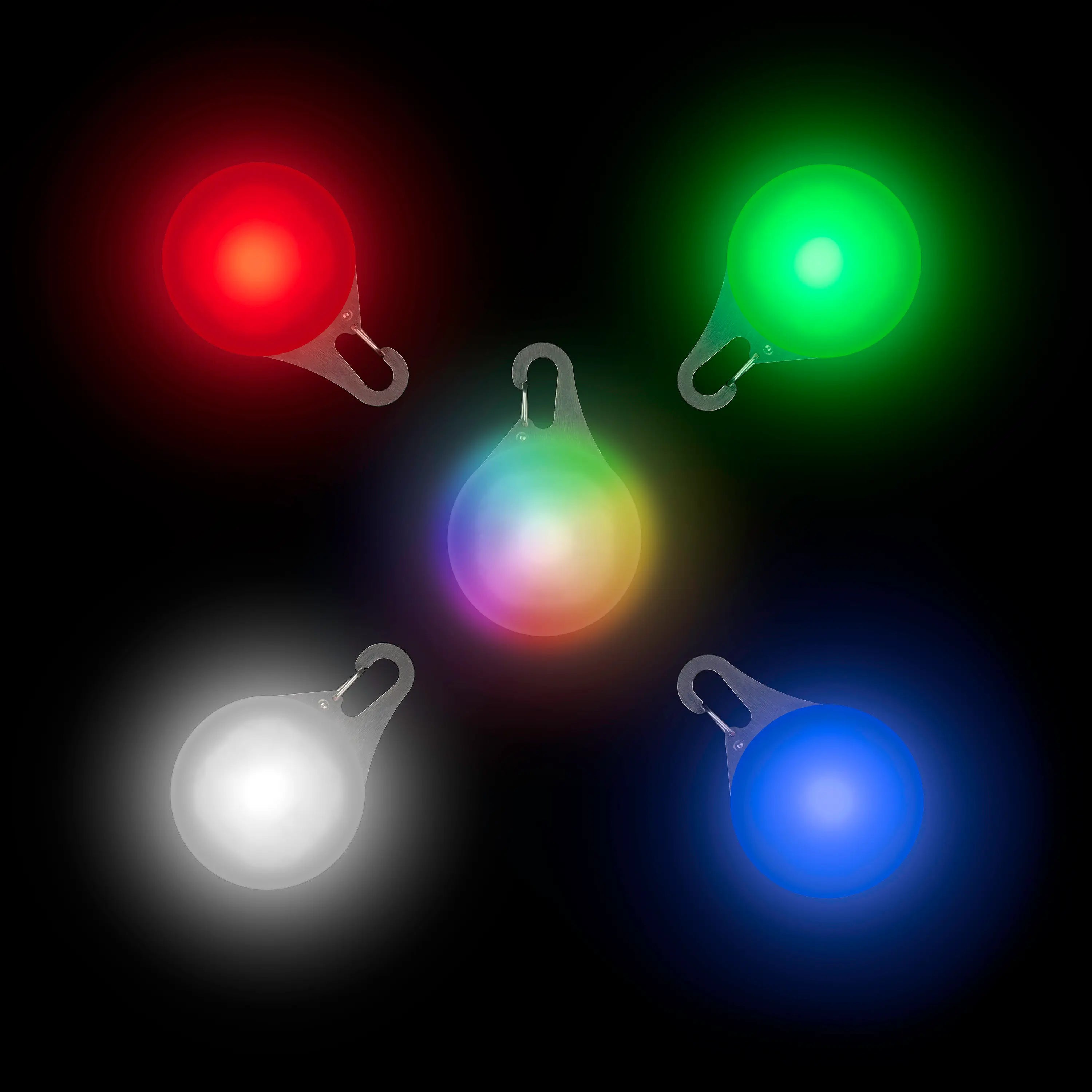 Set of colorful LED lights on a black background