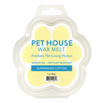Pet House Wax Melt packaging with paw shape and 'Sunwashed Cotton' scent on a white background