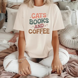 Cats Books Coffee Tee Shirt