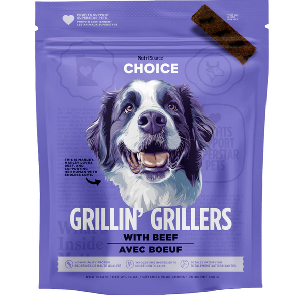 NutriSource Dog Choice Grillin Grillers Beef Dog Treats 12oz