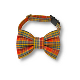 Fall Bow Tie with Plaid Cat Collar