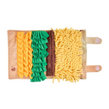 Multicolored textured mat with different patterns on a white background