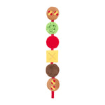 Colorful toy with various shapes on a white background