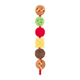 Colorful toy with various shapes on a white background