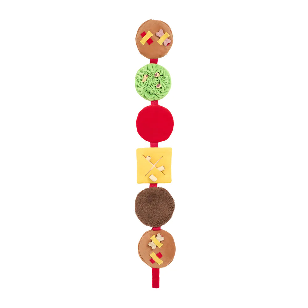 Colorful toy with various shapes on a white background