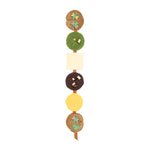Decorative wall hanging with colorful circular elements on a white background