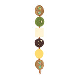 Decorative wall hanging with colorful circular elements on a white background