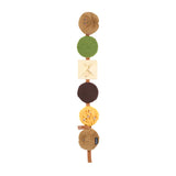 Decorative item with round, color-blocked elements on a white background