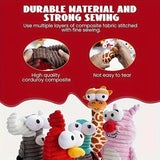 Children's toys with durable material and strong sewing on a red background