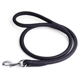 Dogline Soft Round Leather Leash Black