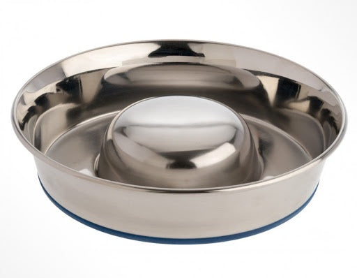 OurPets Rubber Bonded Slow Feed Stainless*