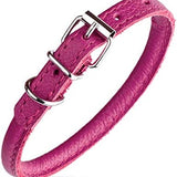 Dogline Soft Round Leather Collar Pink