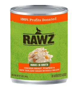 Rawz K9 Hunks In Broth Chicken Pumpkin & Green Mussel 10oz*