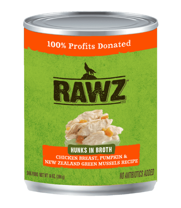 Rawz K9 Hunks In Broth Chicken Pumpkin & Green Mussel 10oz*
