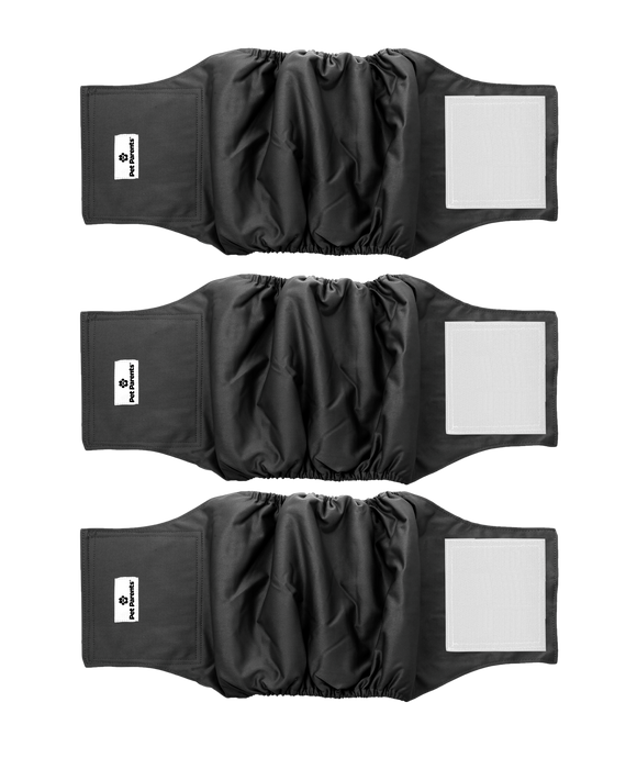 Pet Parents Washable Belly Band Black 3pk*