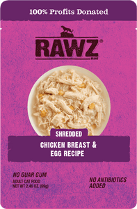 Rawz Cat Shredded Chicken  Egg 2.46oz Pouch*