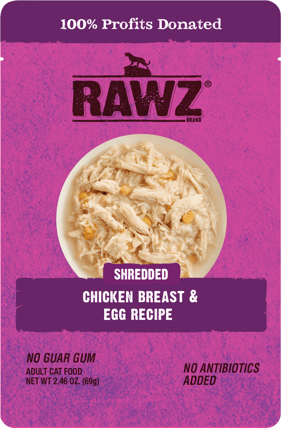 Rawz Cat Shredded Chicken  Egg 2.46oz Pouch*