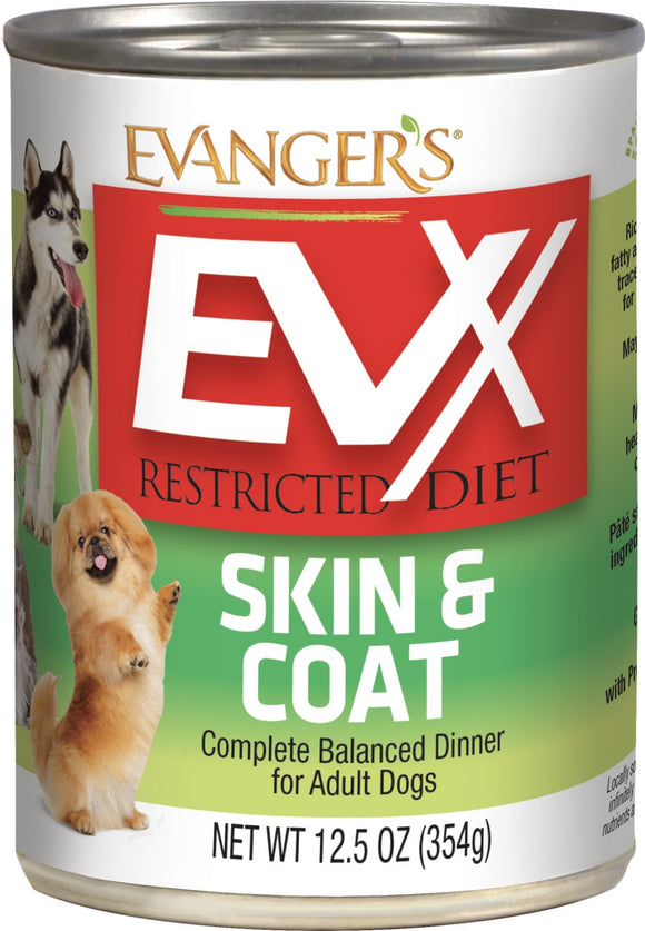 Evanger's EVx Restricted Diet Skin & Coat Wet Dog Food 12.5oz *SO